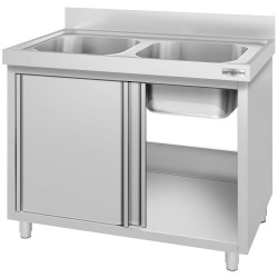 Стол-тумба с мойкой GGM Gastro SSK146BM2#ECO (Inox) Thumb