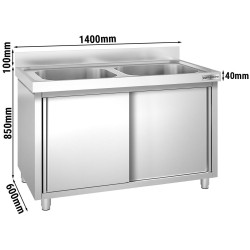 Стол-тумба с мойкой GGM Gastro SSK146BM2 (Inox) Thumb