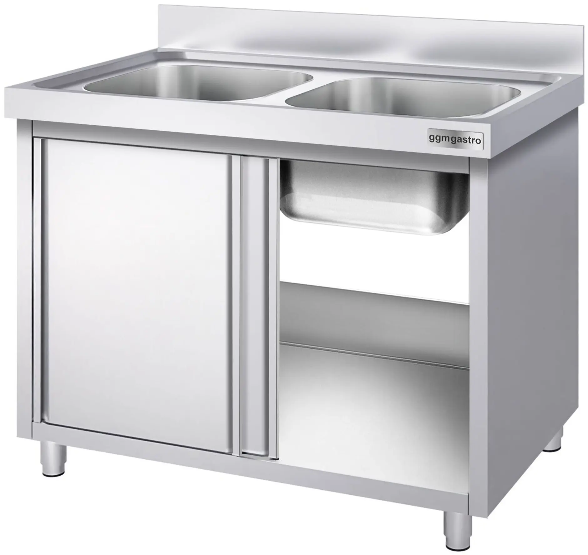 Стол-тумба с мойкой GGM Gastro SSK146BM2 (Inox) - 4