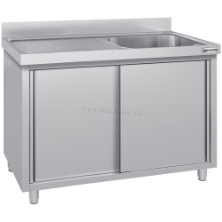 Стол-тумба с мойкой GGM Gastro SSK146BR1#ECO (Inox)