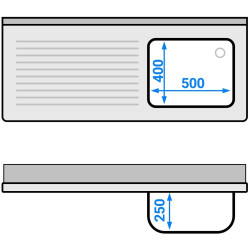 Стол-тумба с мойкой GGM Gastro SSK146BR1 (Inox) Thumb