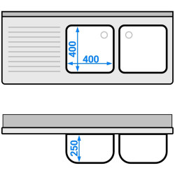 Стол-тумба с мойкой GGM Gastro SSK146BR2 (Inox) Thumb
