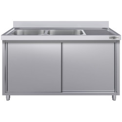 Стол-тумба с мойкой GGM Gastro SSK147BL2#ECO (Inox) Thumb