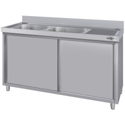 Стол-тумба с мойкой GGM Gastro SSK147BL2#ECO (Inox) Thumb