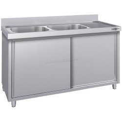 Стол-тумба с мойкой GGM Gastro SSK147BL2#ECO (Inox)