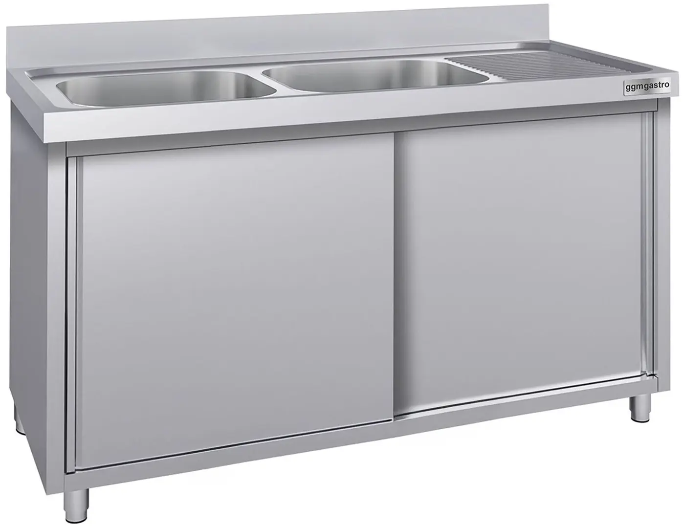 Стол-тумба с мойкой GGM Gastro SSK147BL2#ECO (Inox)