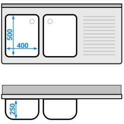 Стол-тумба с мойкой GGM Gastro SSK147BL2 (Inox) Thumb