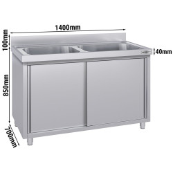 Masa-dulap cu chiuveta GGM Gastro SSK147BM2#ECO (Inox) Thumb