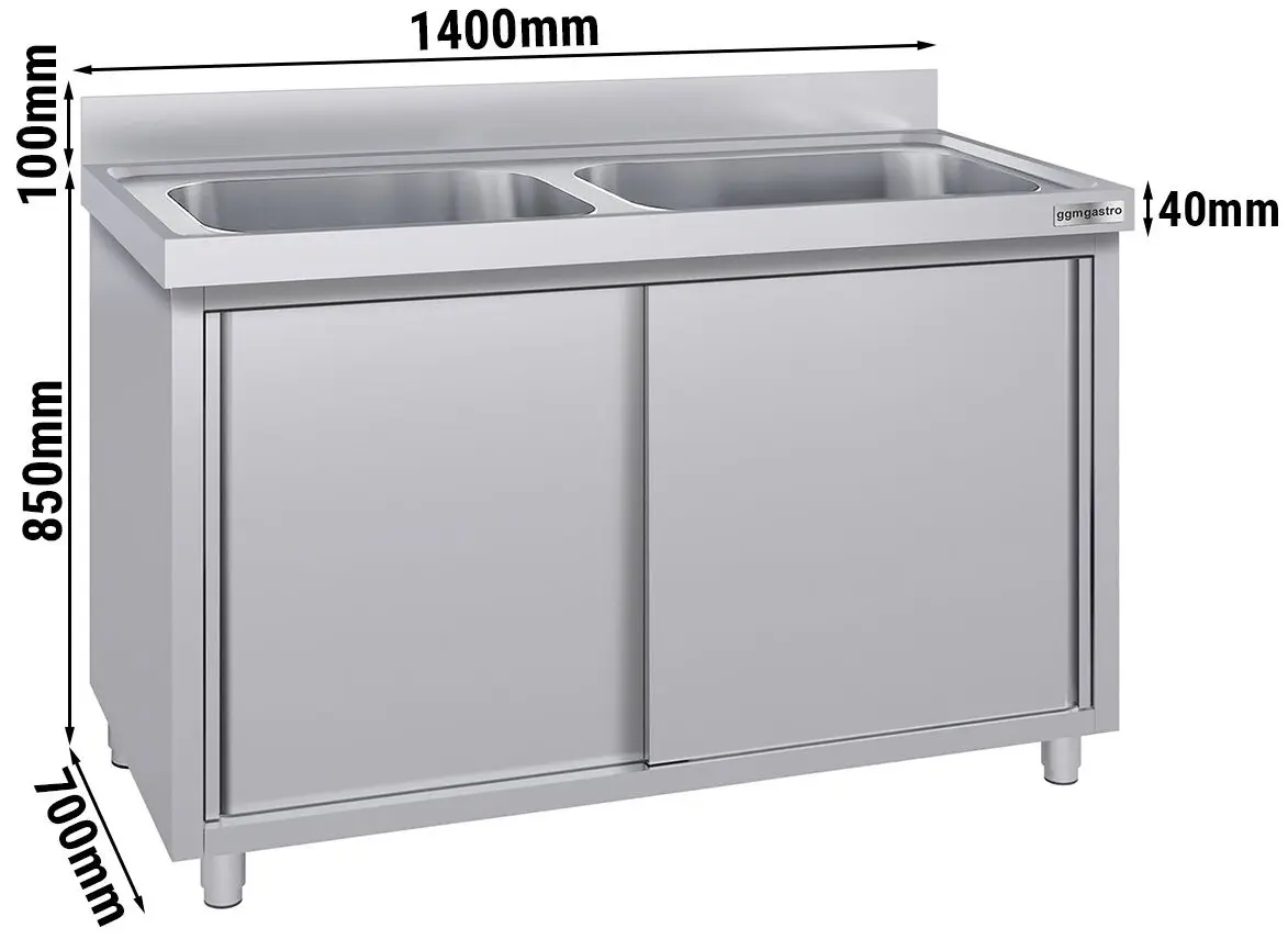 Masa-dulap cu chiuveta GGM Gastro SSK147BM2#ECO (Inox) - 11