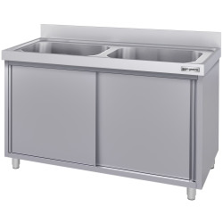 Masa-dulap cu chiuveta GGM Gastro SSK147BM2#ECO (Inox) Thumb