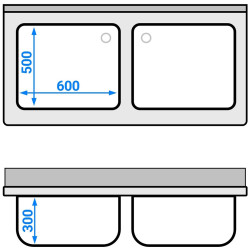 Стол-тумба с мойкой GGM Gastro SSK147BM2 (Inox) Thumb