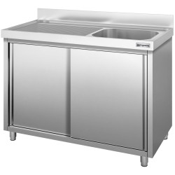 Стол-тумба с мойкой GGM Gastro SSK147BR1 (Inox) Thumb