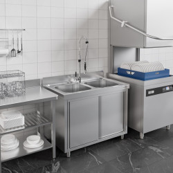 Стол-тумба с мойкой GGM Gastro SSK147BR1 (Inox) Thumb