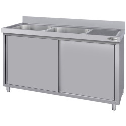 Masa-dulap cu chiuveta GGM Gastro SSK166BL2#ECO (Inox) Thumb