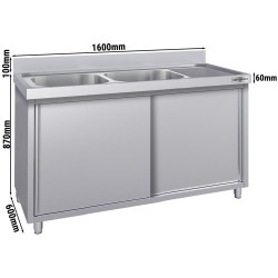 Masa-dulap cu chiuveta GGM Gastro SSK166BL2#ECO (Inox) Thumb