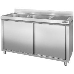 Masa-dulap cu chiuveta GGM Gastro SSK166BL2 (Inox) Thumb