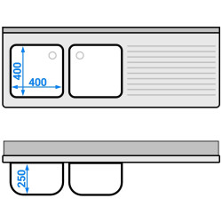 Masa-dulap cu chiuveta GGM Gastro SSK166BL2 (Inox) Thumb