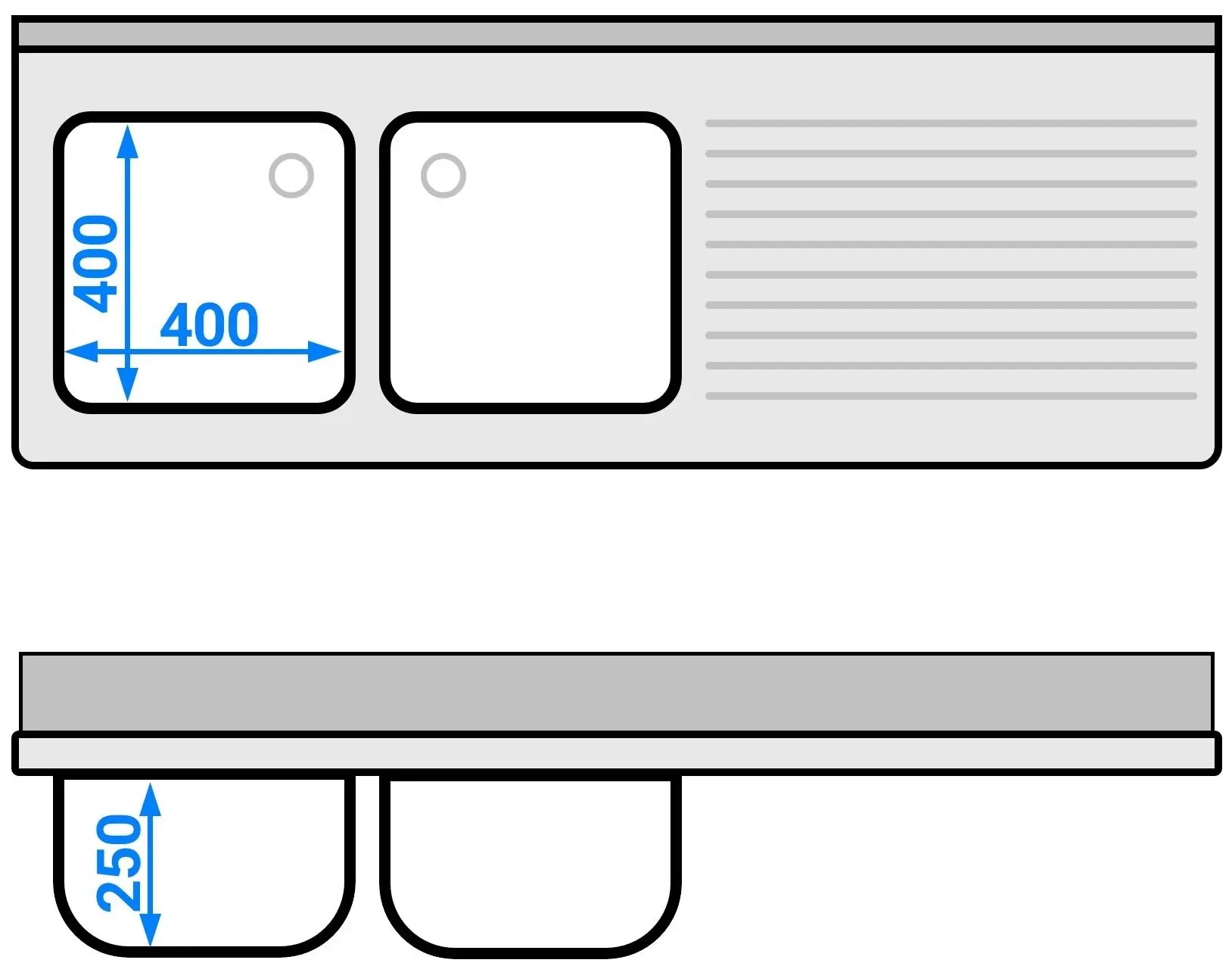 Masa-dulap cu chiuveta GGM Gastro SSK166BL2 (Inox) - 6