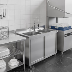 Стол-тумба с мойкой GGM Gastro SSK166BM2#ECO (Inox) Thumb