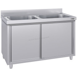 Стол-тумба с мойкой GGM Gastro SSK166BM2#ECO (Inox)