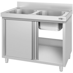Стол-тумба с мойкой GGM Gastro SSK166BM2#ECO (Inox) Thumb