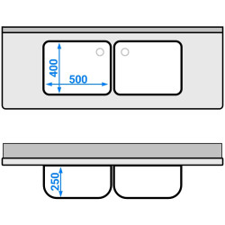 Стол-тумба с мойкой GGM Gastro SSK166BM2 (Inox) Thumb