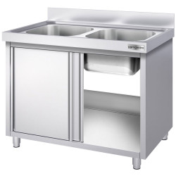 Стол-тумба с мойкой GGM Gastro SSK166BM2 (Inox) Thumb