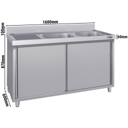 Стол-тумба с мойкой GGM Gastro SSK166BR2#ECO (Inox) Thumb