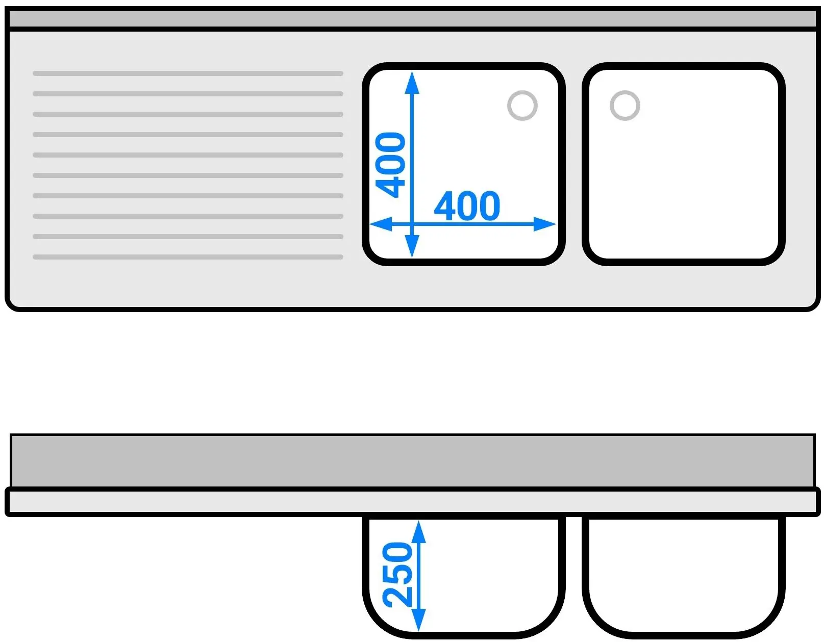 Стол-тумба с мойкой GGM Gastro SSK166BR2#ECO (Inox) - 6