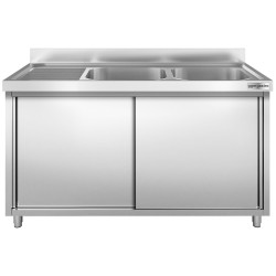Masa-dulap cu chiuveta GGM Gastro SSK166BR2 (Inox) Thumb