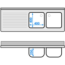 Masa-dulap cu chiuveta GGM Gastro SSK166BR2 (Inox) Thumb