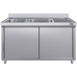 Masa-dulap cu chiuveta GGM Gastro SSK167BL2#ECO (Inox) Thumb