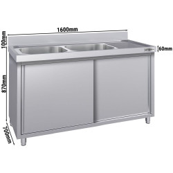 Masa-dulap cu chiuveta GGM Gastro SSK167BL2#ECO (Inox) Thumb