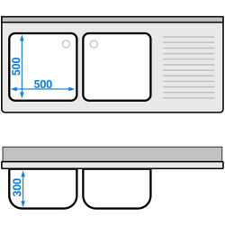 Masa-dulap cu chiuveta GGM Gastro SSK167BL2 (Inox) Thumb