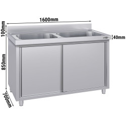 Стол-тумба с мойкой GGM Gastro SSK167BM2#ECO (Inox) Thumb