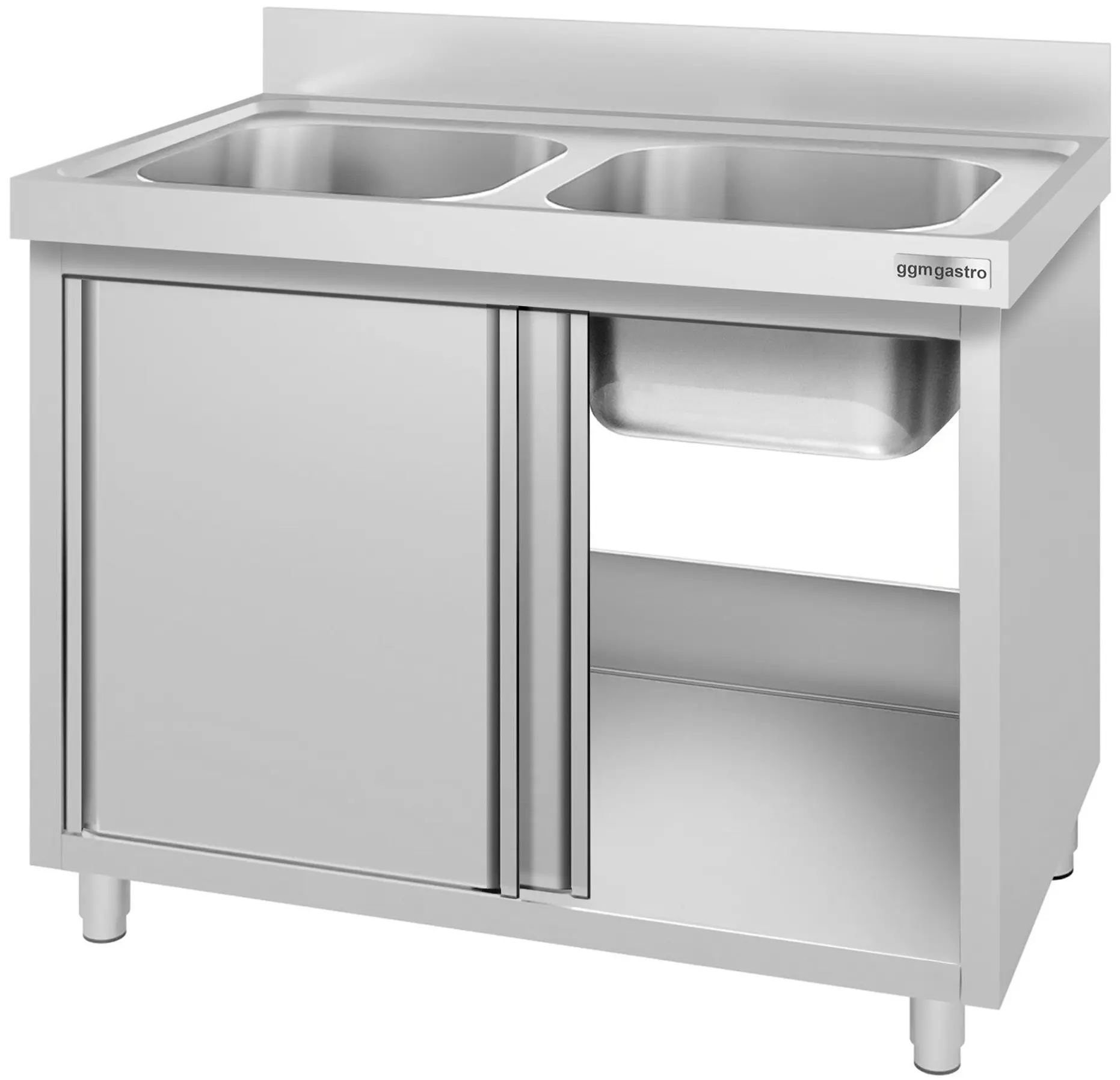 Стол-тумба с мойкой GGM Gastro SSK167BM2#ECO (Inox) - 4