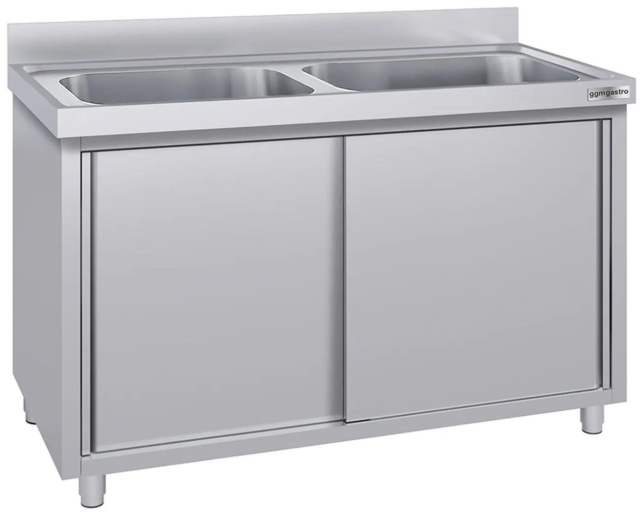 Стол-тумба с мойкой GGM Gastro SSK167BM2#ECO (Inox)