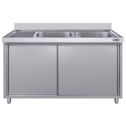 Стол-тумба с мойкой GGM Gastro SSK167BR2#ECO (Inox) Thumb
