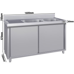 Стол-тумба с мойкой GGM Gastro SSK167BR2#ECO (Inox) Thumb