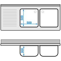 Стол-тумба с мойкой GGM Gastro SSK167BR2#ECO (Inox) Thumb
