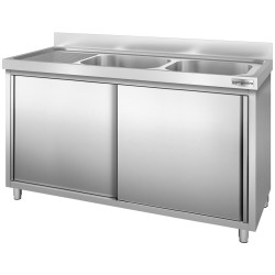 Стол-тумба с мойкой GGM Gastro SSK167BR2 (Inox) Thumb