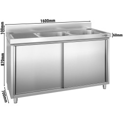 Стол-тумба с мойкой GGM Gastro SSK167BR2 (Inox) Thumb
