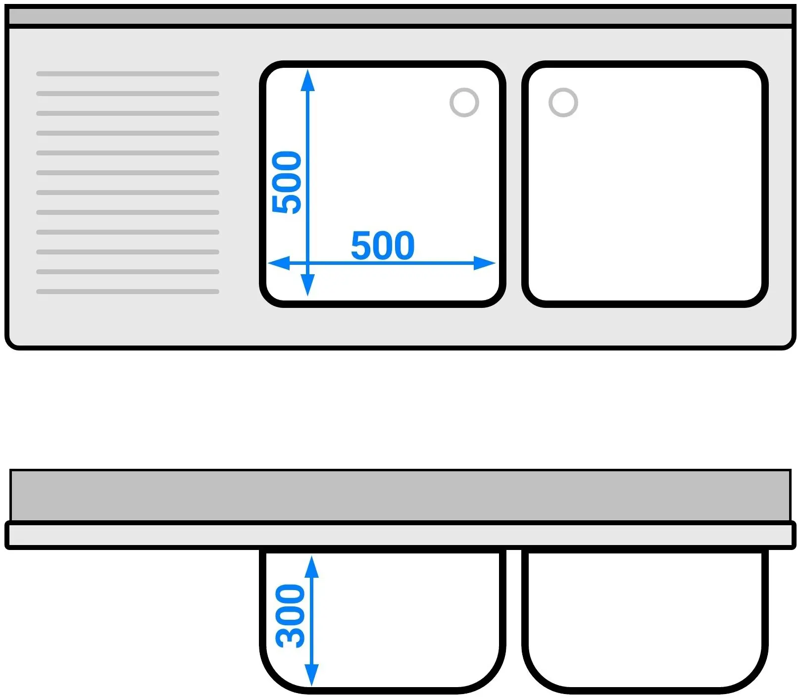 Стол-тумба с мойкой GGM Gastro SSK167BR2 (Inox) - 6