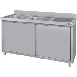 Masa-dulap cu chiuveta GGM Gastro SSK186BL2#ECO (Inox) Thumb