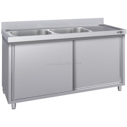 Стол-тумба с мойкой GGM Gastro SSK186BL2#ECO (Inox)