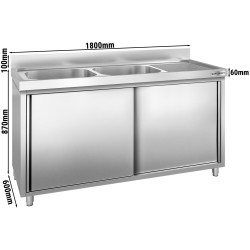 Стол-тумба с мойкой GGM Gastro SSK186BL2 (Inox) Thumb