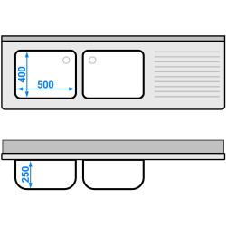 Стол-тумба с мойкой GGM Gastro SSK186BL2 (Inox) Thumb