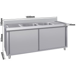 Masa-dulap cu chiuveta GGM Gastro SSK186BM2#ECO (Inox) Thumb