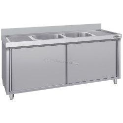 Стол-тумба с мойкой GGM Gastro SSK186BM2#ECO (Inox)