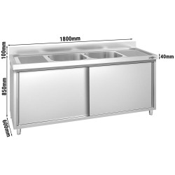 Masa-dulap cu chiuveta GGM Gastro SSK186BM2 (Inox) Thumb